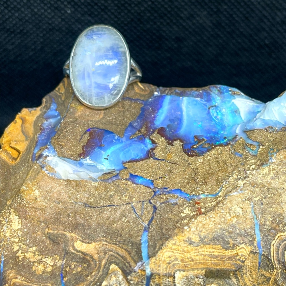 Sterling Silver Rainbow Moonstone Ring